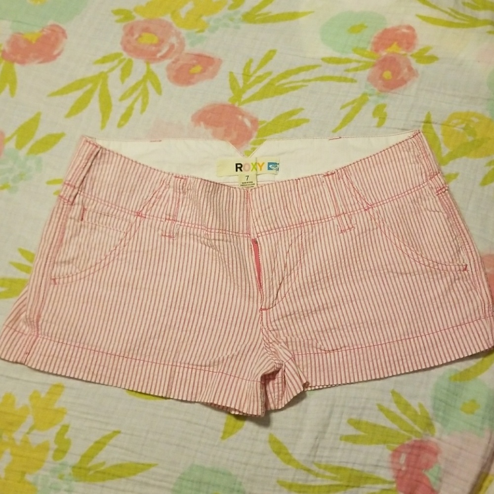 Pink and White Roxy Shorts